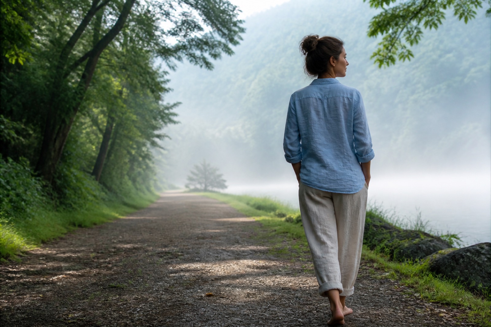 Camminata su un sentiero alberato